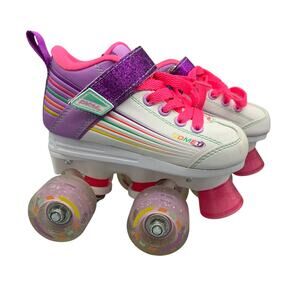 Pacer Comet Girls Roller Skates Size 12 Lite Light Up Wheels White Pink Clean